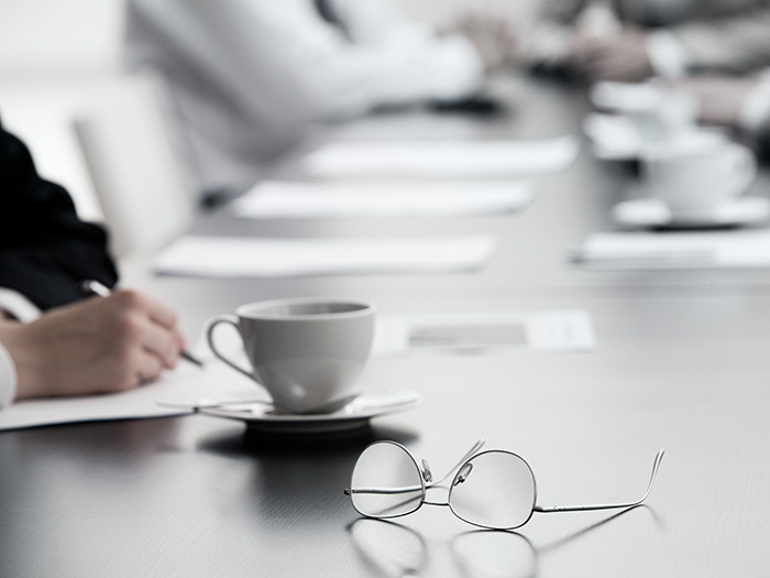 Glasses on table meeting room